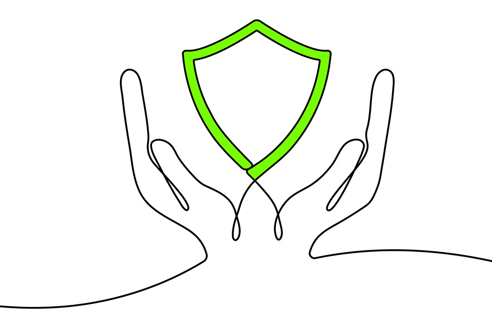 Hands holding a DevOps security symbol